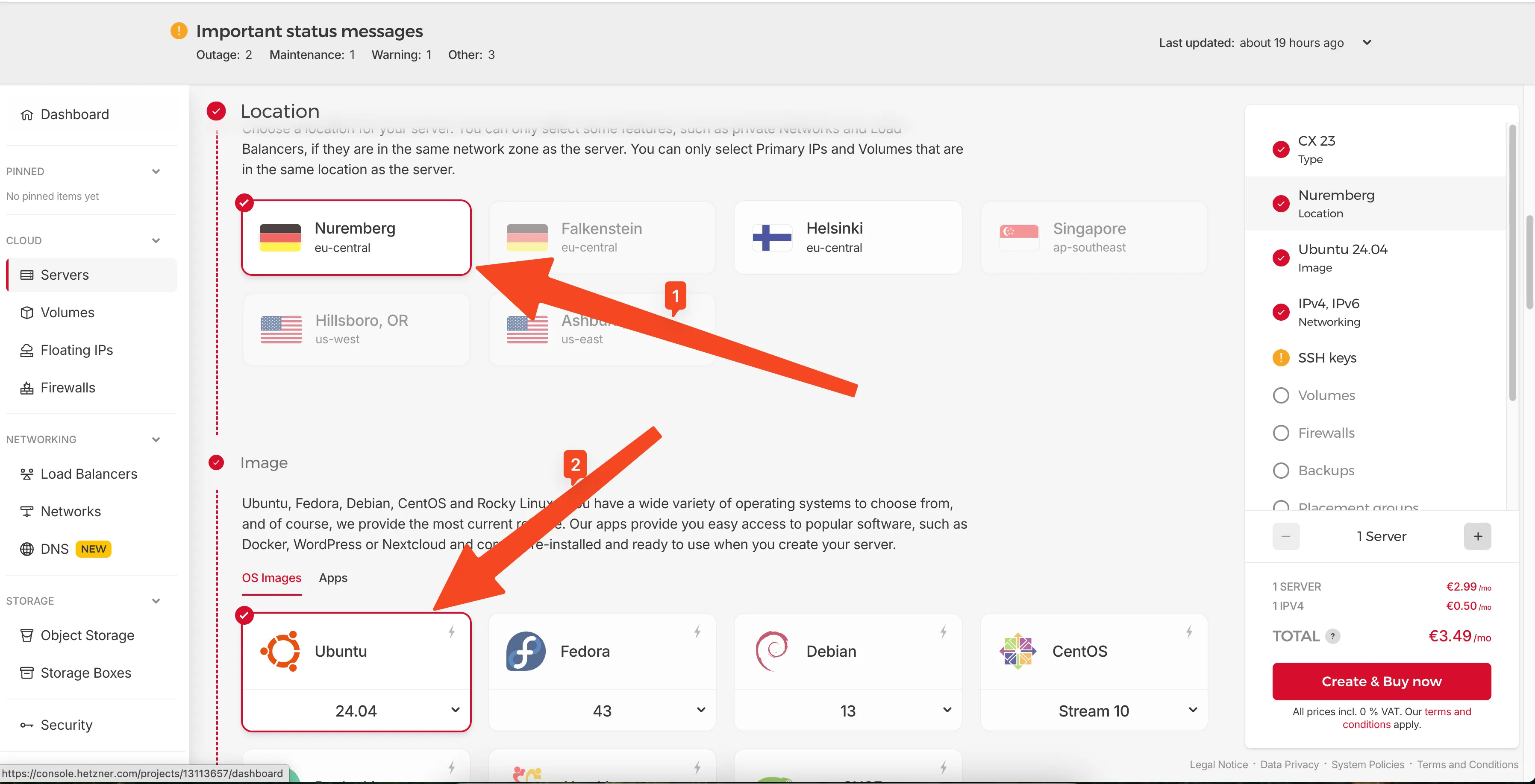 Standort und Ubuntu auswählen